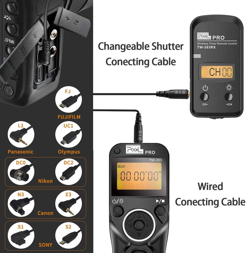 Remote Shutter Release Compatible for Sony, PIXEL TW-283 S1 Wireless Remote Release Cable Timer Remote Control Compatible for Sony Cameras