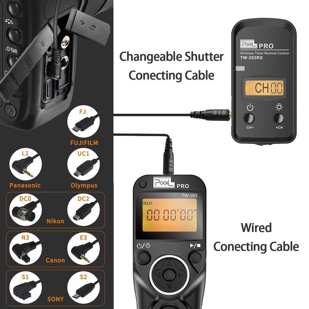 Pixel TW-283 N3 Wireless Shutter Remote Control Tiner Remote Shutter Release for Canon Eos 5D Mark IV 5D 6D 7D Mark 1DX MARKII R5 R6 50D 40D 30D 20D