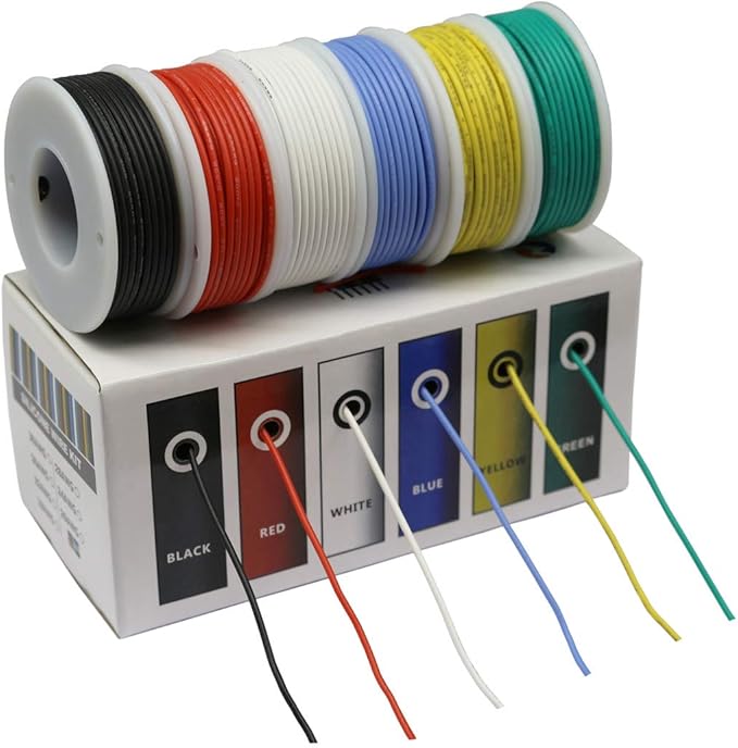 CBAZY Hook up Wire Kit (Stranded Wire Kit) 18 Gauge Flexible Silicone Rubber Electric Wire 6 Colors 16.4 feet Each 18 AWG