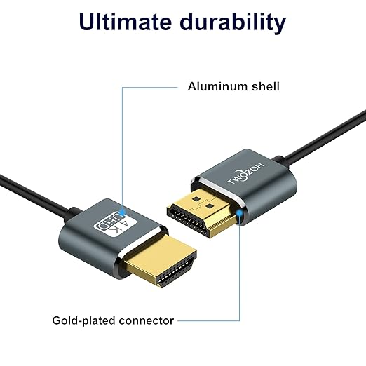 Twozoh Ultra-Thin HDMI to HDMI Cable 6.6FT, Hyper Slim HDMI 2.0 Cable, Extreme Flexible HDMI Cord Support 3D/4K@60Hz, 2160P, 1080P