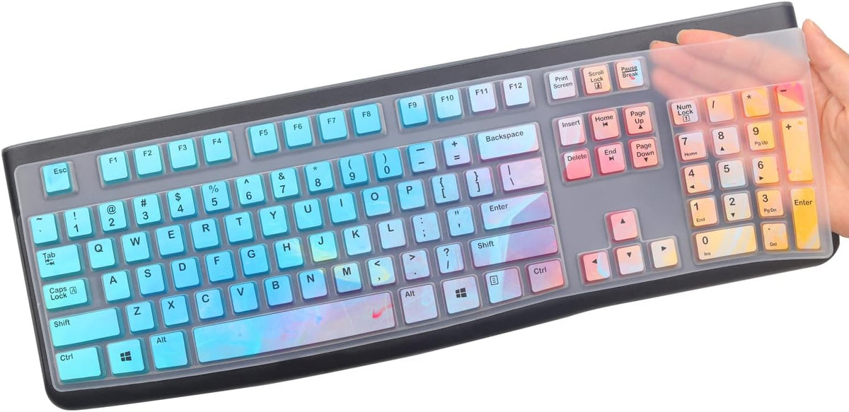 Silicone Keyboard Cover for Logitech K120 & MK120 Ergonomic Desktop USB Wired Keyboard, Logitech K120 & MK120 Keyboard Protective Skin US Layout (NOT Fit Other Model)-Colorful