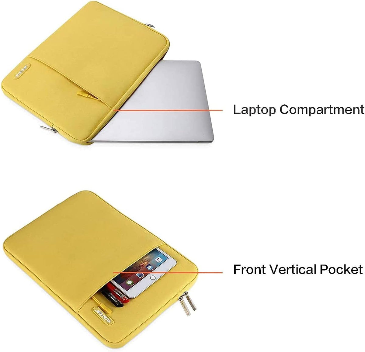 MOSISO Laptop Case 16 inch, 15-15.6 inch Laptop Sleeve Compatible with MacBook Pro 16 M4 M3 M2 M1, HP Acer Dell Lenovo ASUS Notebook, Polyester Vertical Computer Sleeve Bag with Pocket, Yellow