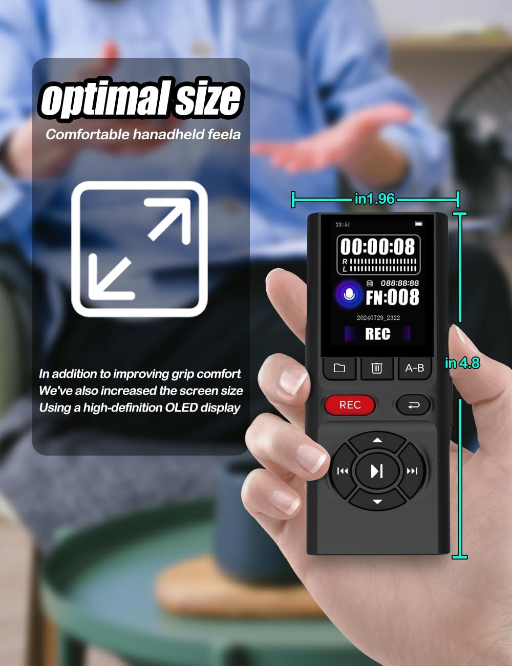 64GB Jaswill Digital Voice Recorder with Playback Long Battery 2-inch Screen MP3 Audio Recording for Meetings Lectures and Interviews Portable USB Recording Device with Voice Activation