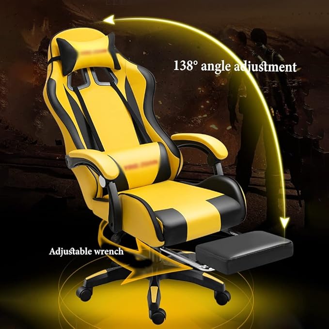 GIZNXBA Gaming Chair with Footrest Ergonomic Computer Chair Gaming Lumbar Support Backrest and Seat Height Adjustable Swivel Recliner Racing Office Chair Video Game Chair (Color : /Pink)