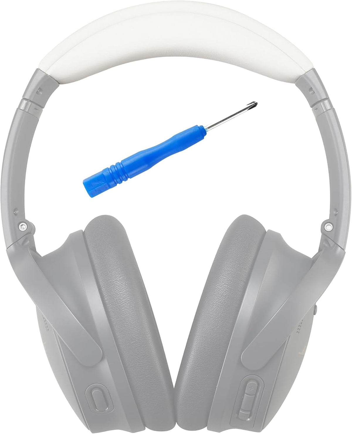 QC35 ii / QC35 Headband pad Cushion Cover. Compatible with Bose QuietComfort 35 / QC35 II Headphones (White). Easy Clip on Design | Premium PU | FlexiSoft High-Density Foam