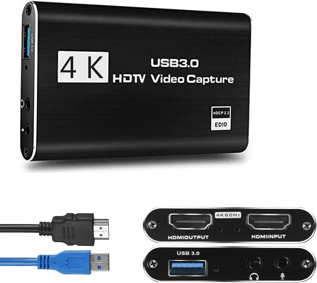 HeavenBird 4K 3.1 HDR USB Video Capture Card, External Video Recorder Device with Ultra-Low Latency, Gray