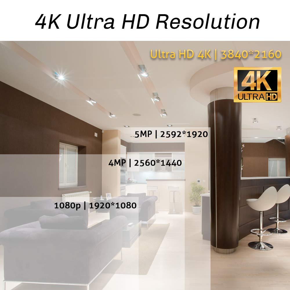 GW Security 8 Channel 4K NVR 8MP Smart AI Face Recognition Surveillance Security Camera System with 4 Super HD 8MP IP PoE Microphone Dome Security