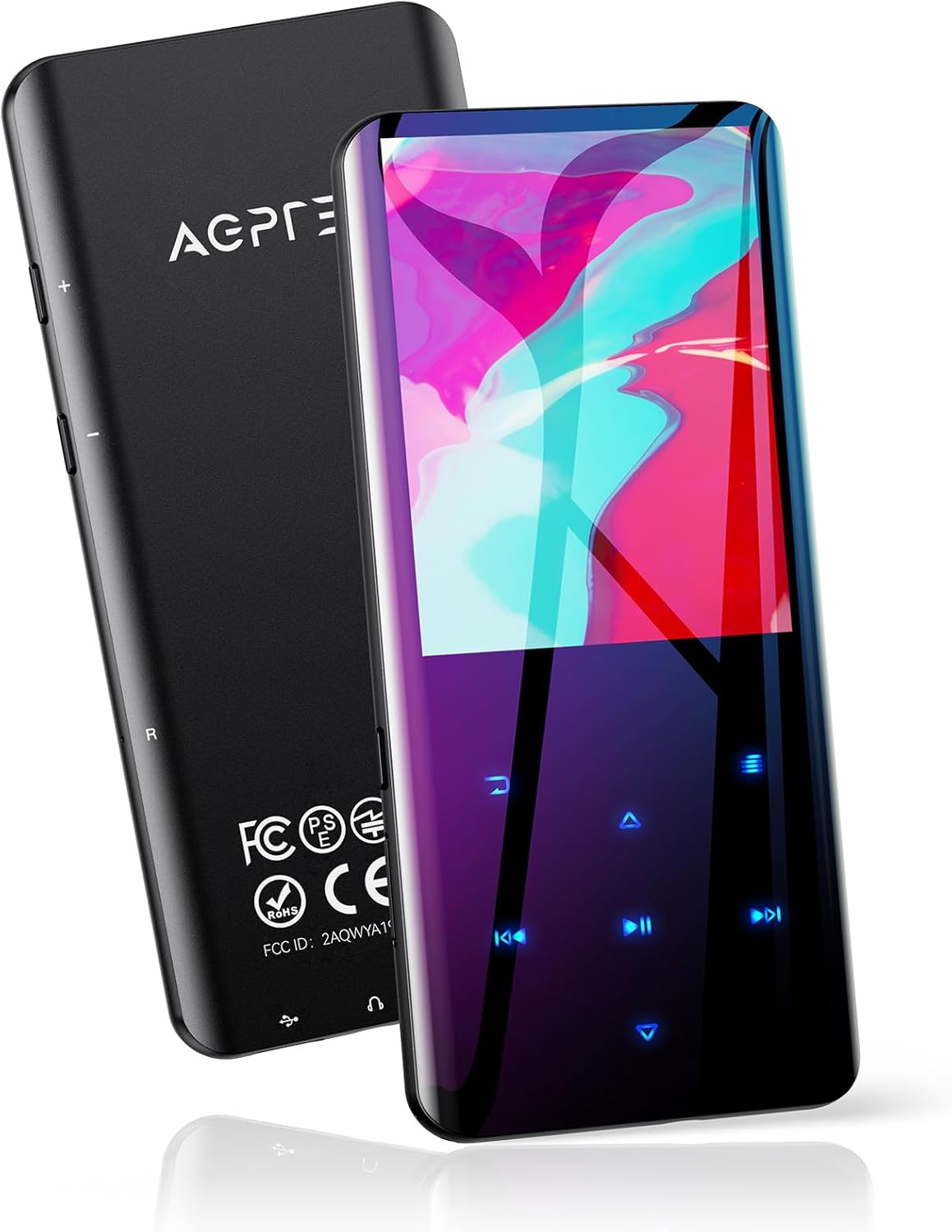 AGPTEK 64GB MP3 5.3, A19PL 2.4" 128GB, Player with Bluetooth Curved Screen Portable Music Player with Speaker Lossless