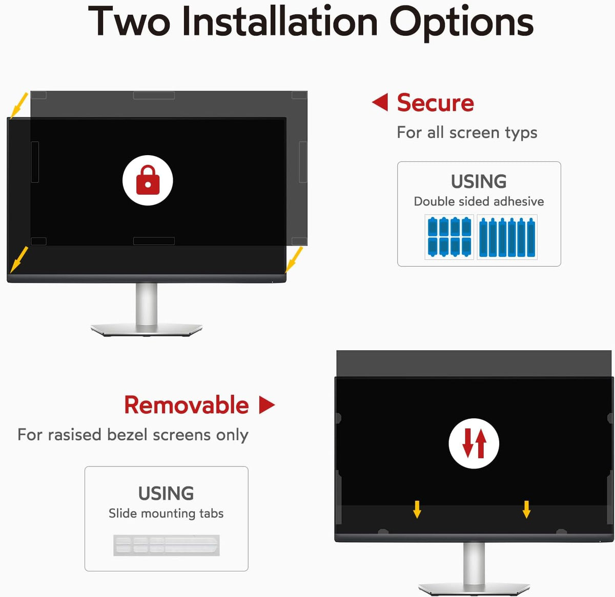 bersem 2 Pack 21.5 Inch Monitor Computer Privacy Screen Filter for 16:9 Ratio,Removable Monitor Anti-Glare & Privacy Filters for 21.5 Inch, Anti Blue Light, Anti-Spy, Anti-Scratch, UV-Blocking