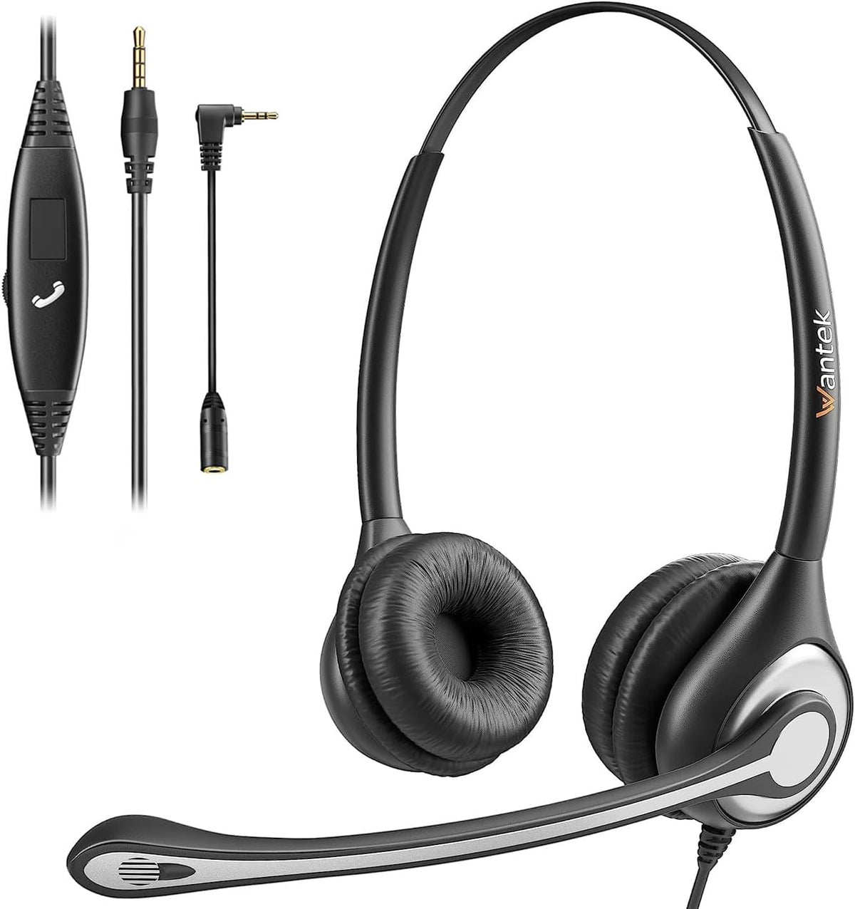 Headset 3.5mm Cell Phone with Microphone Noise Cancelling & Call Controls, Computer Headphones for Samsung PC Business