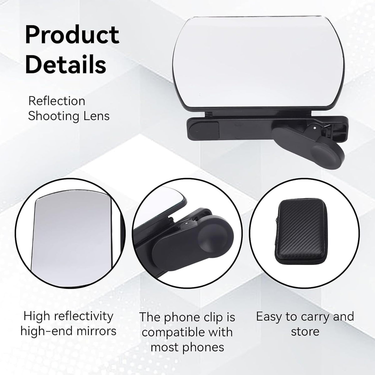 Mirror Effect Lens - Capture Stunning Reflections Instantly, Smartphone Camera Mirror Reflection Clip Kit, Adjustable HD Glass Smartphone Photography Flip Mirror, for Travel Photography (White-1Pc)
