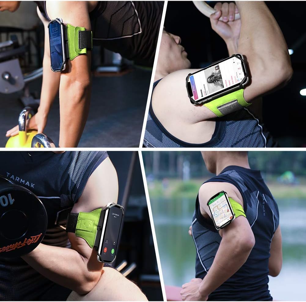 VUP Running Armband 360°Rotatable for iPhone 13/Pro Max/Pro/Mini/12/11/SE/Xs/XR/X/8/7/Plus, Fits All 4-6.7 Inch Smartphones, with Key Holder Phone Armband for Running Hiking Biking (Green)