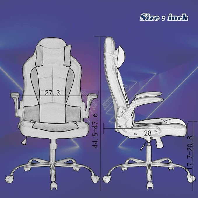 Meet perfect Pink Gaming Chair for Adults Ergonomic Computer Chair w/Flip Up Armrest and Lumbar Support Adjustable Office Gamer Chair with 360° Swivel Seat and Headrest 250lb Capacity