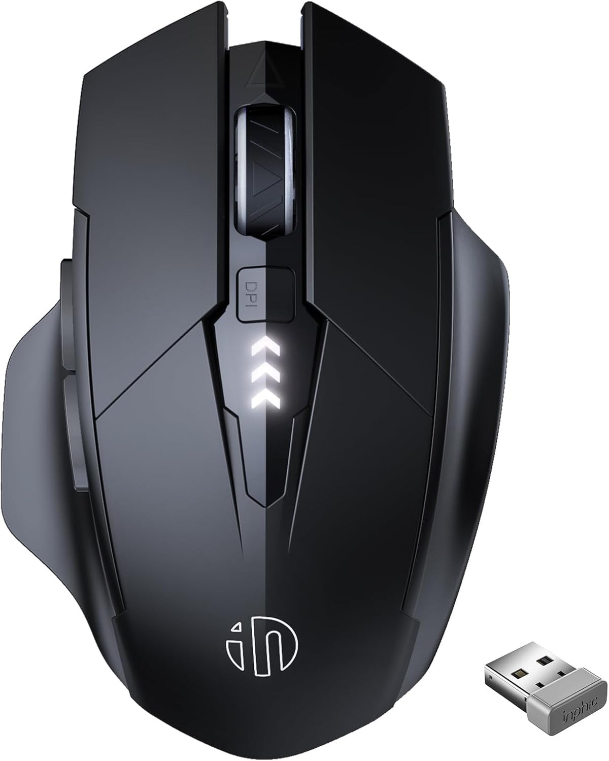 INPHIC 2.4G 6 2400DPI 4 Wireless Mouse Rechargeable, [Battery Level Visible], Silent Click USB Cordless Mouse