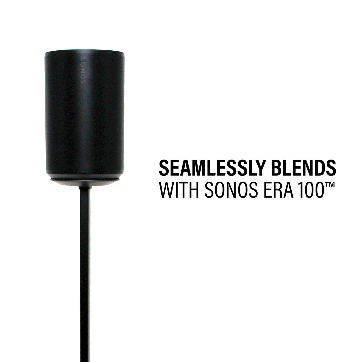 Sanus Speaker Stand for Sonos Era 100 Speakers - Height Adjustable Single Stand w/Easy 3 Step Install - Includes Rubber Feet & Carpet Spikes - Black