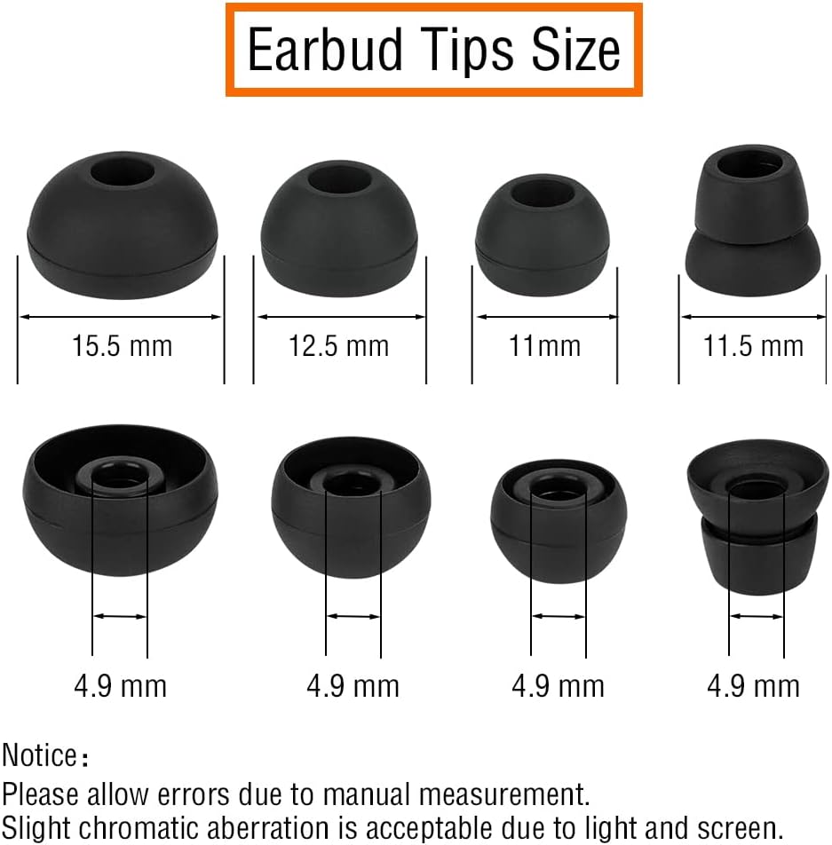 4 Pairs Silicone Earbud Tips Replacement Eartips Earbuds Cap Eartips Tips Compatible with Powerbeats 1/2/3 Wireless Beats by Dre Headphones (Black)