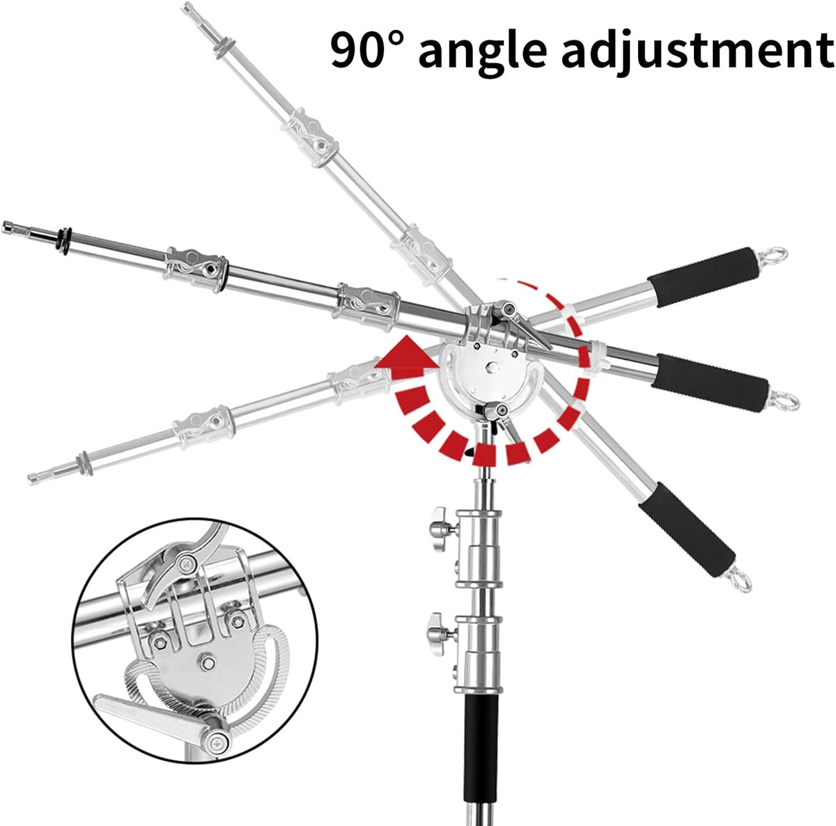 Heavy Duty Extension Boom Arm Bar for Photography C Stand and Light Stand,Adjustable 3.6-8.2ft Crossbar Holding Arm with Sand Bag for Softbox,Studio Strobe,Monolight,LED Video Light,Reflector ect.