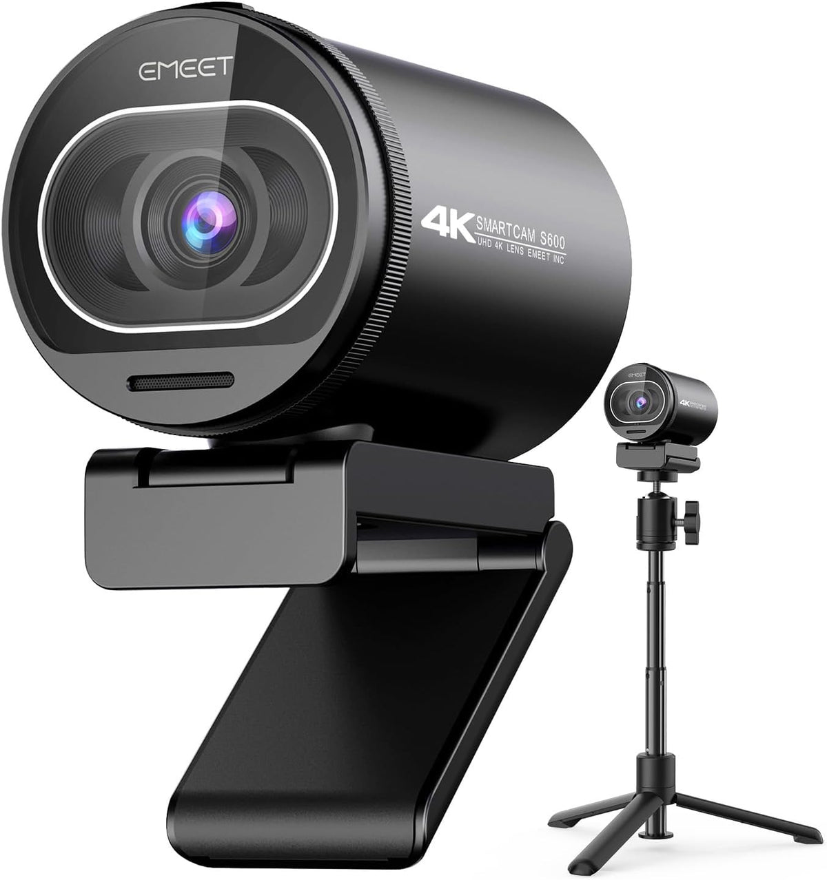 EMEET S600 4K Webcam with Tripod for Streaming - Sony 1/2.5'' Sensor, PDAF Autofocus, 1080P@60FPS, 2 Noise Reduction Mics, Built-in Privacy Cover, 73° FOV, Streaming Webcam for Product/Game/Beauty