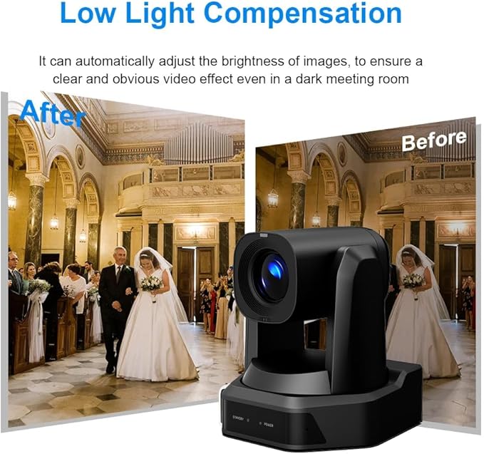 AI Auto Tracking PTZ Camera20X Optical+16X Digital Zoom IP Live Streaming Camera FHD 1080P 60FPS PoE LAN USB3.0 PoE HDMI Outputs for Church Services Worship Corporate EducationRP-HD66A-20