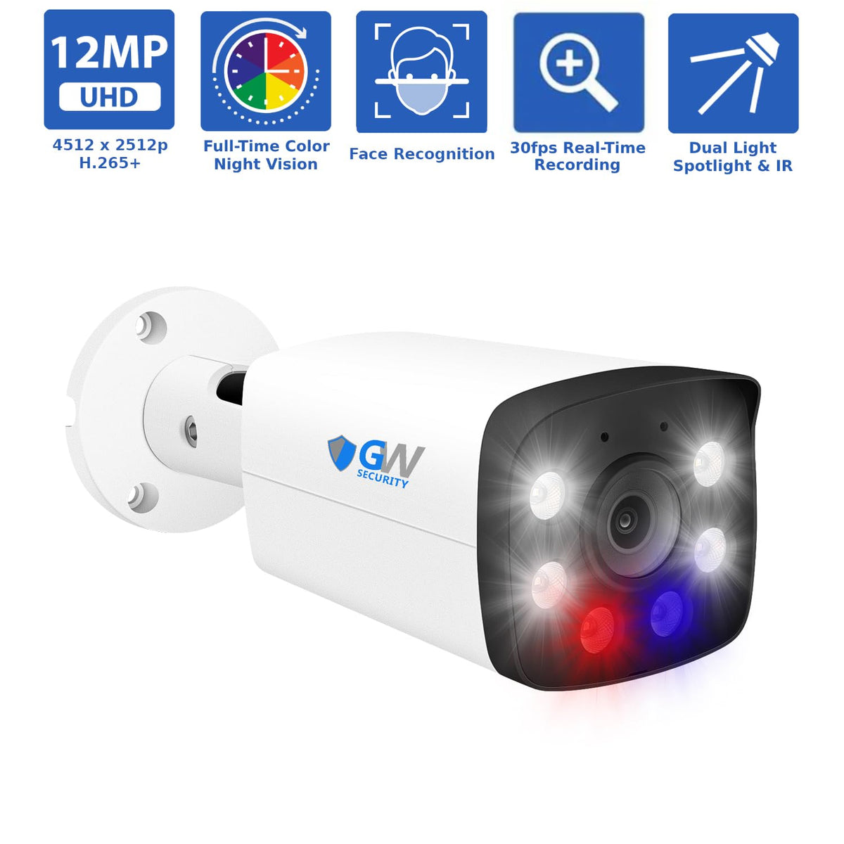 GW Security 16 Channel NVR UltraHD 12MP @30FPS Reak-Time Recording Color Night Vision PoE Security Camera System with 8 x 12MP IP Microphone Smart AI