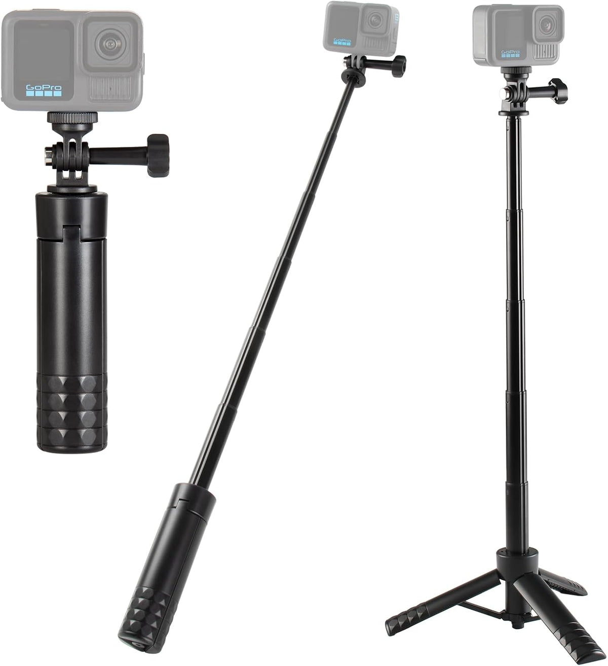 HSU 13 12 11 Insta360 X5, X4, X3, X2, Tripod Stand + Selfie Stick Pole - Waterproof Hand Grip for GoPro Here AKASO DJI