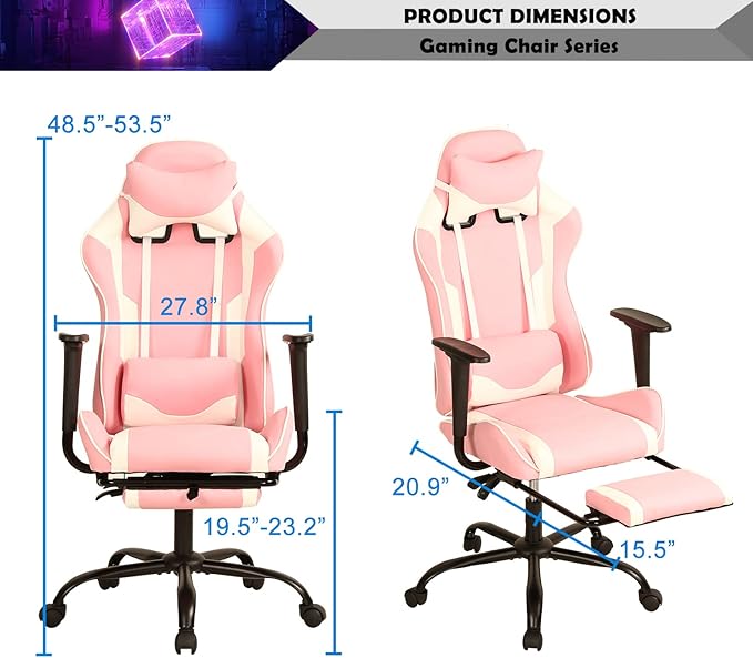 Gaming Chair for Adults with Footrest High Back Video Game Chairs for Kids Ages 8-12 PC Chair Silla Gamer Chair Gaming Chair Cheap Game Chair Ergonomic Desk Chair with Headrest Lumbar Support