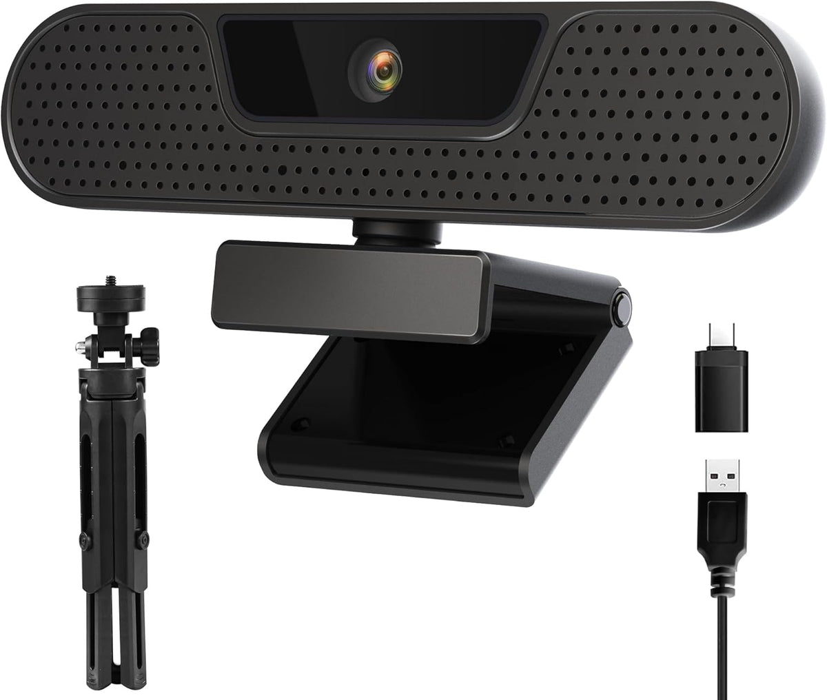4K Webcam, Computer Camera with 4 Noise-canceling Microphones for Computer/Laptop/Mac, Privacy Cover and Tripod, Work with Video Conference, Live Streaming, Gaming, Video Calls, Zoom