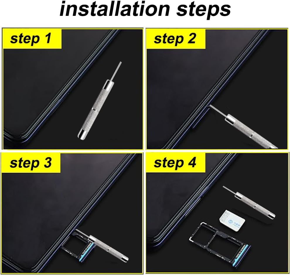 4 Pcs SIM Card Removal Openning Tool Tray Eject Pins Needle Opener Ejector Compatible with All iPhone Apple iPad HTC Samsung Galaxy Cell Phone Smartphone Watchchain Link Remover (Style E)