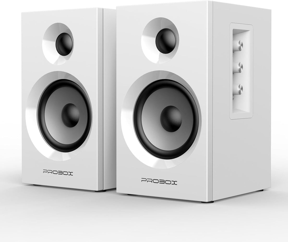 BT16 Active Bookshelf Speakers 3.5" Woofer with 1" Tweeter, 60W RMS-Bluetooth 5.3, Built-in 24bit DAC Dynamic 3D 2.0 Surround Sound, Computer Gaming PC Speakers - White