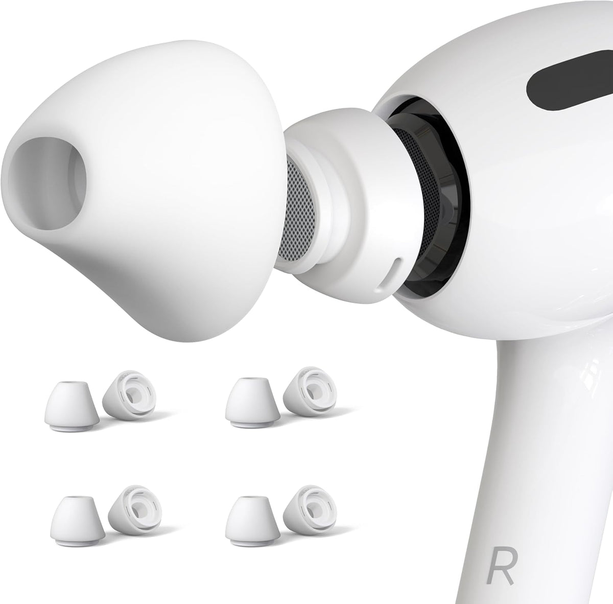 4 Pairs Ear Tips for AirPods Pro 1 & 2 [Relief Pain] [Fit in Case] Noise Cancellation Add Grip Sport Earbuds [US Patent Registered] (Small)