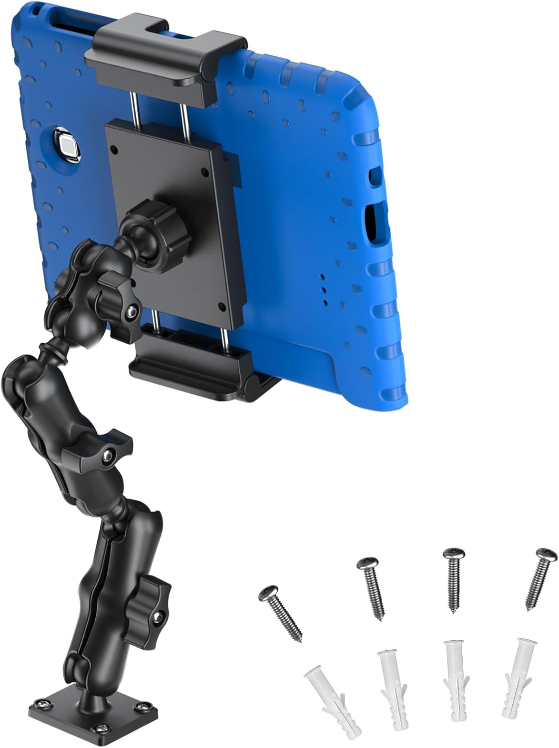 PLDHPRO Tablet Holder for Car Dashboard Heavy Duty Drill Base 360° Adjustable 3-Stage Stand Dash Mount Compatible with iPad, Galaxy Tab, Fire HD, 5.1-15.6'' Phone Tablets for Truck Wall Desk Vehicle