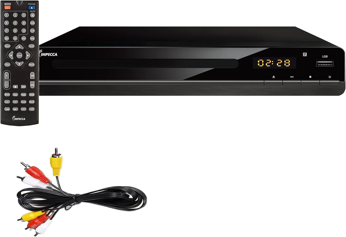 Impecca MP3 1080P, 2.0 100-240V DVHP9117 DVD Player for TV Multi-Region HDMI, RCA AV Cable, USB, CD Playback