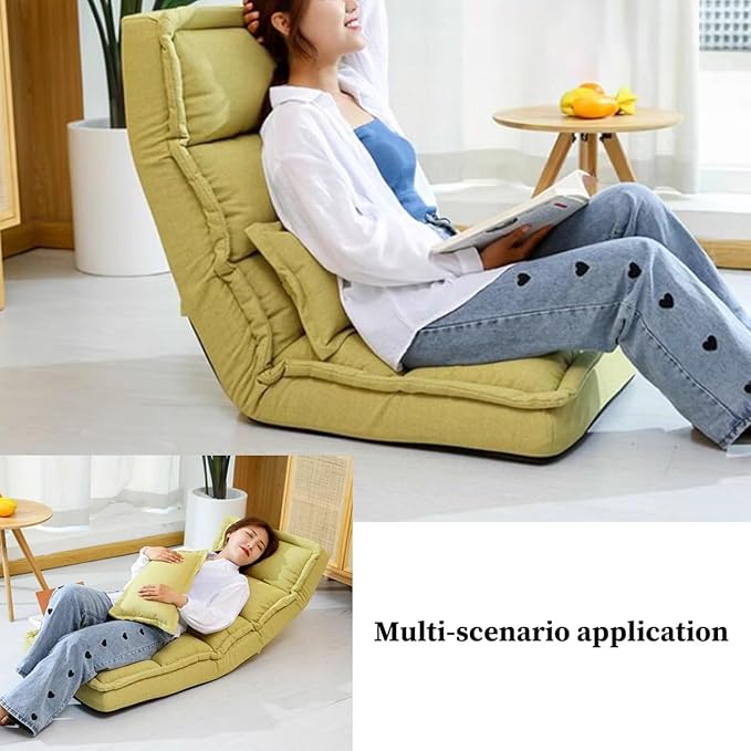 Floor Chairs for Adults Floor Lounger with 5-Position Adjustable Backrest and Headrest Folding Floor Gaming Chair Folding Lazy Sofa Chair for Living Room Bedroom(/Gray)