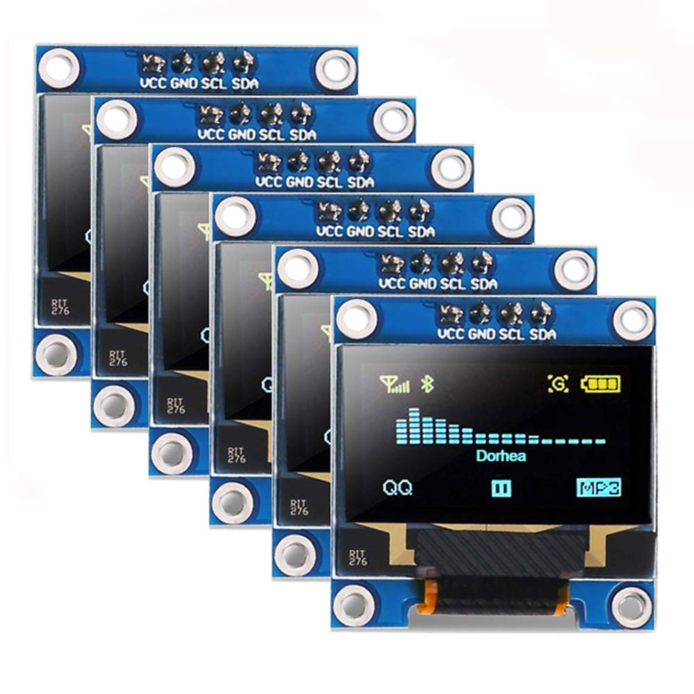 6PCS 0.96 12864 128x64 SSD1306 I2C 0.96 inch 4 Dorhea OLED Display Module Pixel LCD Yellow Blue Driver Board Serial IIC