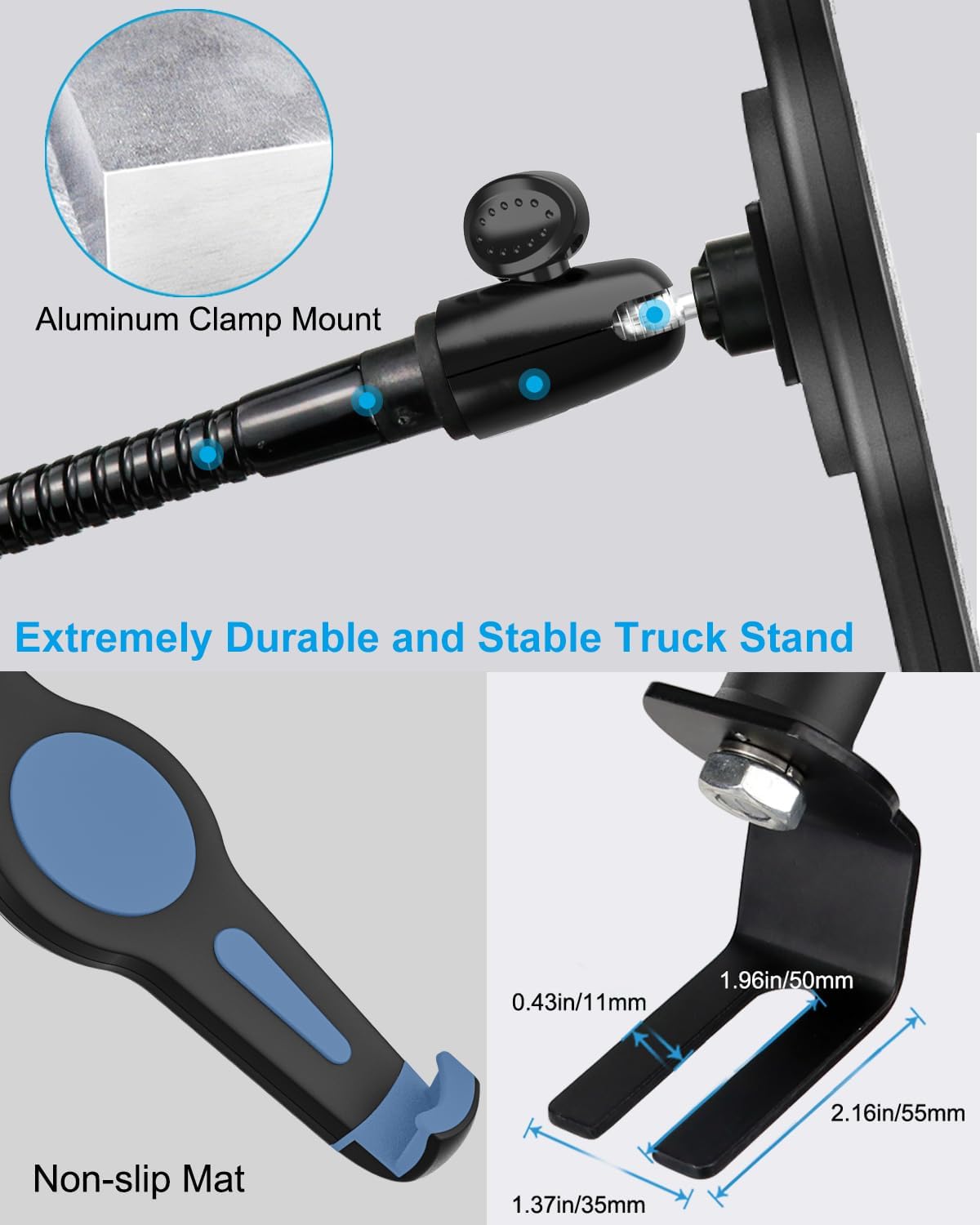 Gooseneck Car/Truck Seat Rail Tablet Holder Mount for 9.5"-14.5" iPad, Heavy Duty Car Floor Bolt Tablet Mount for iPad Pro 11, 12.9/Air, Galaxy Tabs, Surface Pro/Go, Tablets, Other 13" Devices