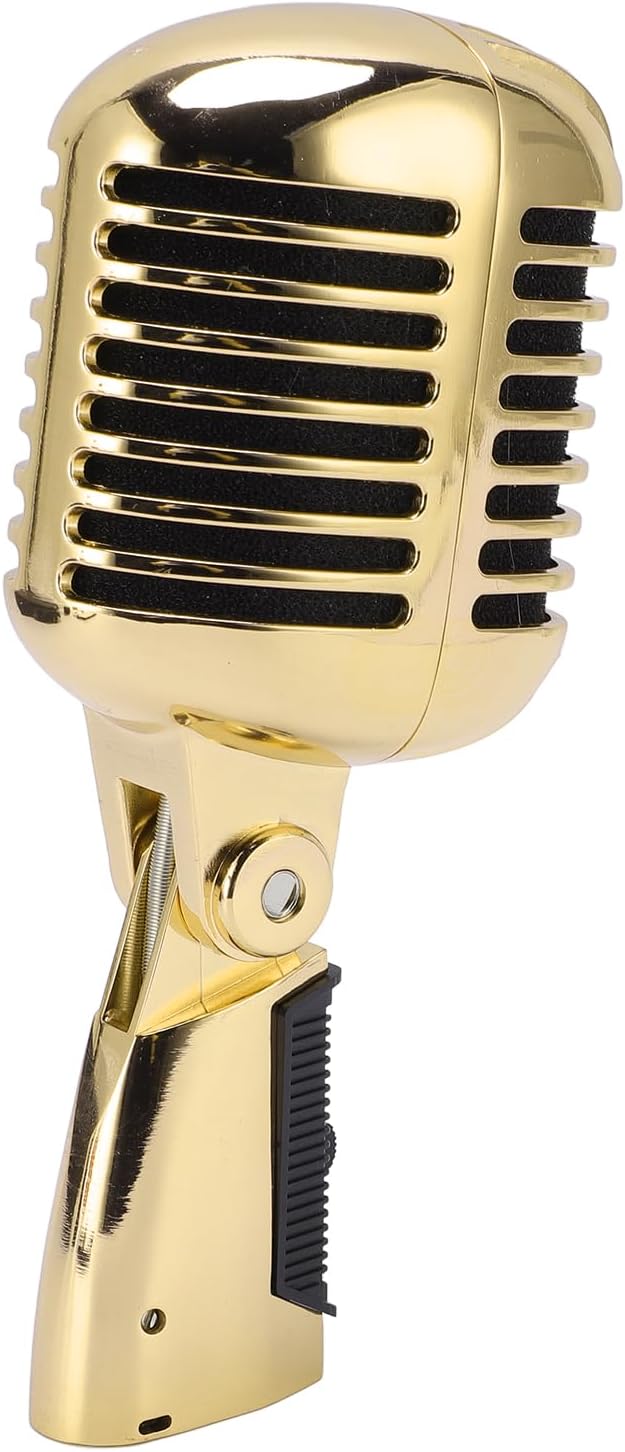 SUNGOOYUE Dynamic Cardioid Microphone with Sound Output and Vibration Dampening for Musical Performances and Studio Recordings (Gold)