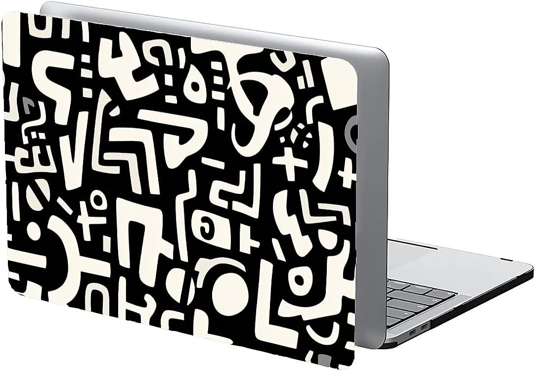 Compatible with MacBook Air 13.3 13.6 Inch Case 2022 2021 2020 2019 Plastic Hard Shell Case Cover,13.6 Air (A2681) M2 2022, Black and White Letters