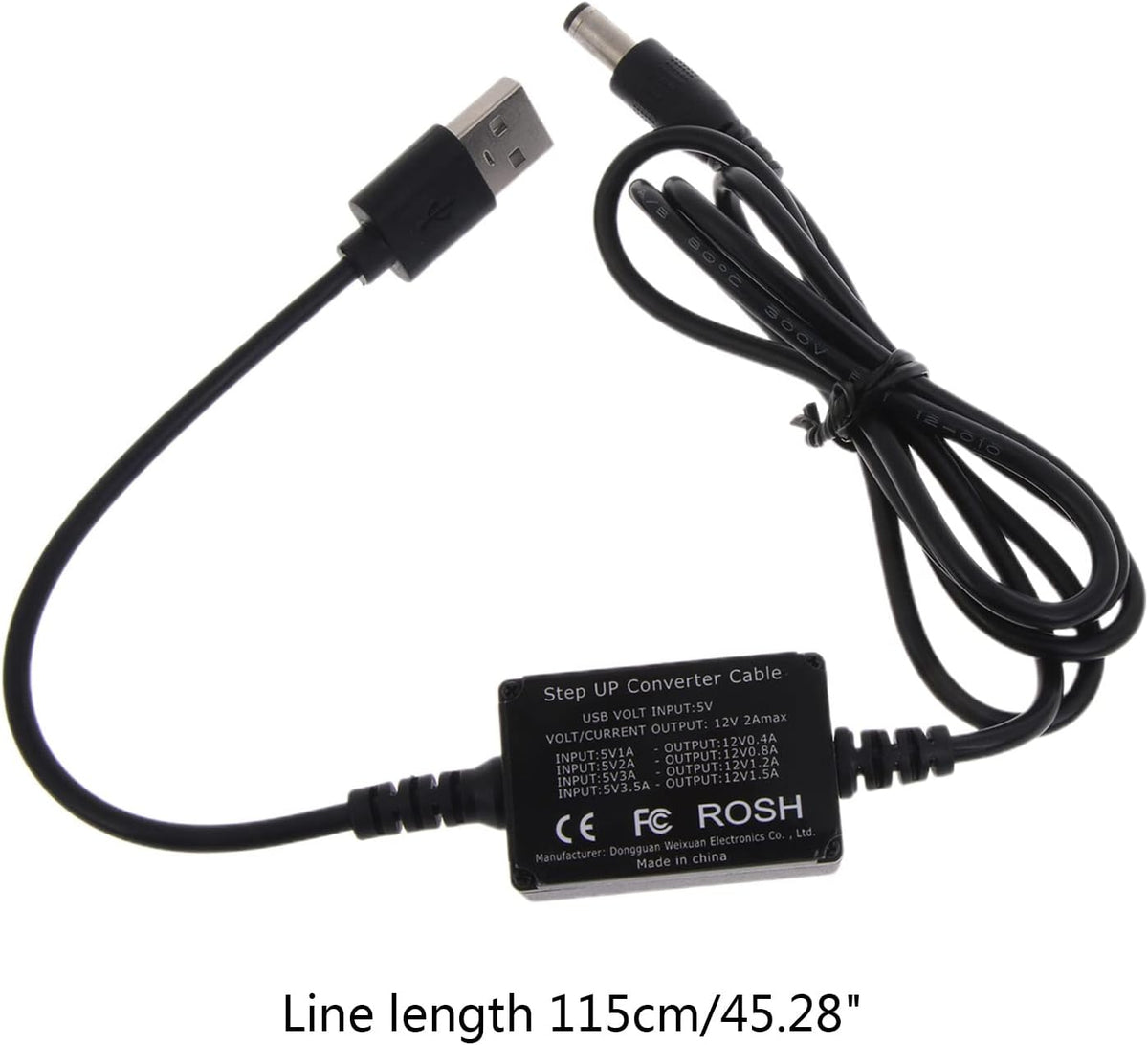 Bottone DC5.5x2.1mm 5V 12V, 3A, USB to Power Regulator Charging Cable, to Indoor Use, Compatible with Laptop, Power