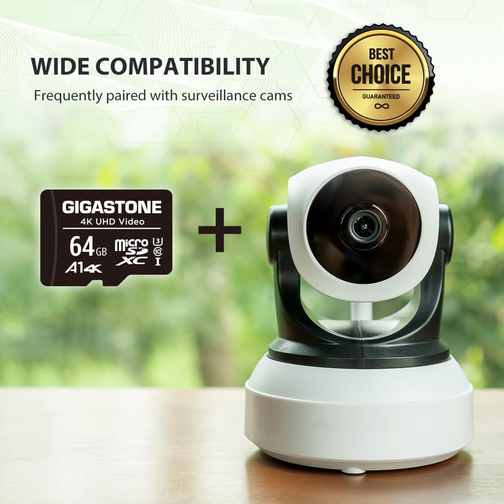Gigastone 64GB A1 V30 4K 90MB/s A1 10, Micro SD Card, Video Recording, Surveillance Security Cam Action Camera Drone