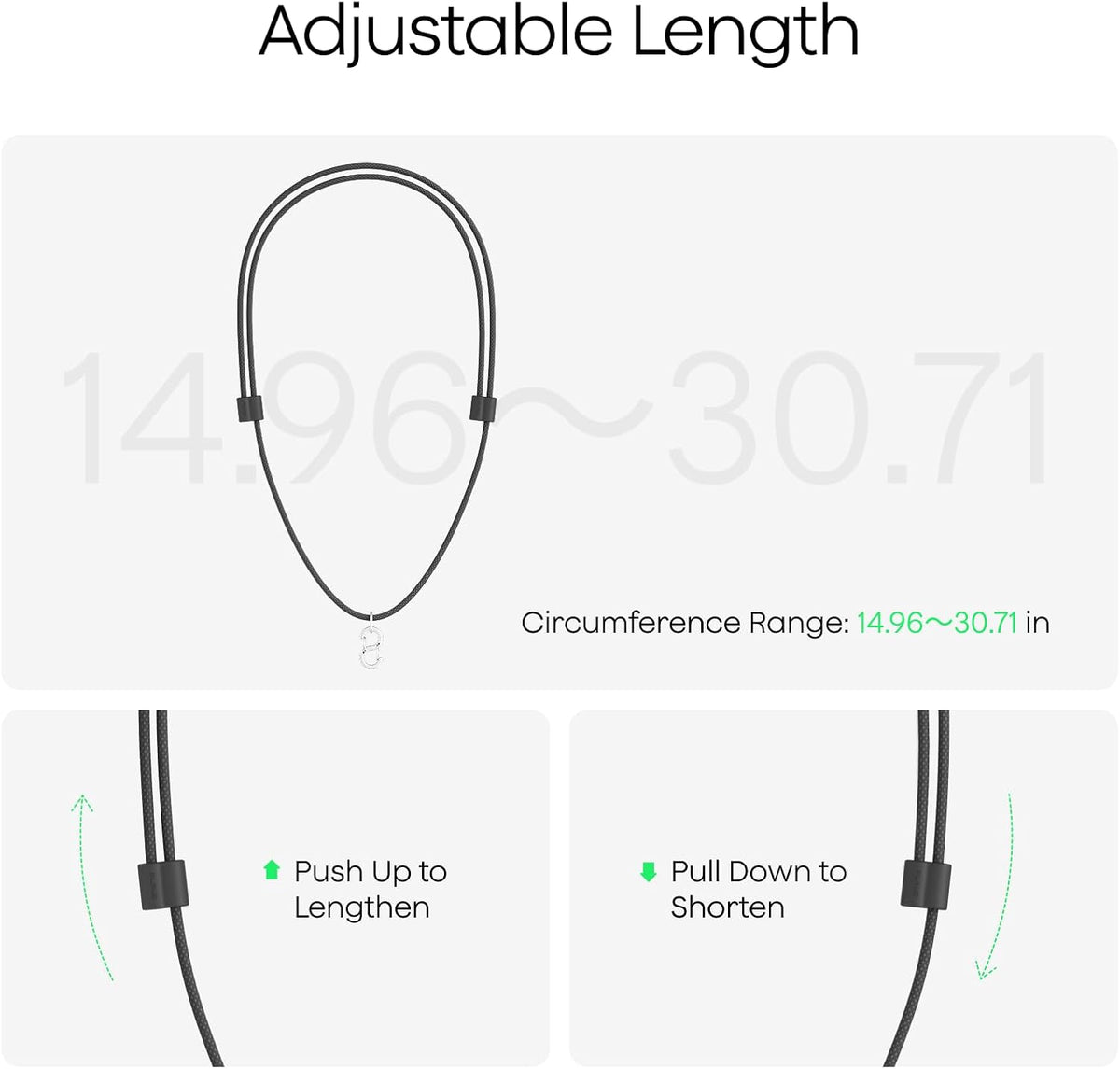 815 inches, Plaud NotePin Neck Strap Lanyard, Adjustable Length Secure Alloy Hook, Accessory for NotePin AI Voice