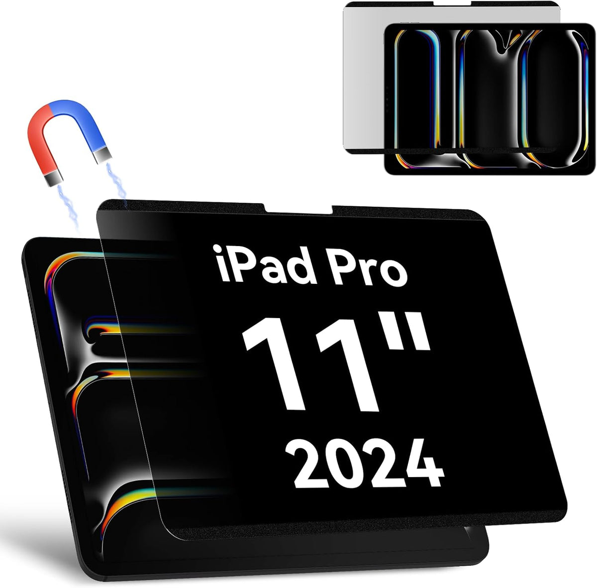 Magnetic Privacy Filter Compatible with iPad Pro 11 Inch 5th (2024, M4), Removable Anti Glare Blue Light Matte Privacy Screen Protector