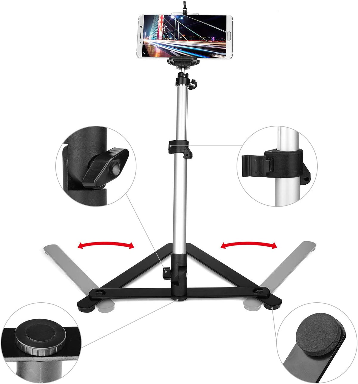 ChromLives Photo Copy Stand Pico Projector Stand with Phone Clamp Overhead Phone Mount Smartphone Compatible Tripod