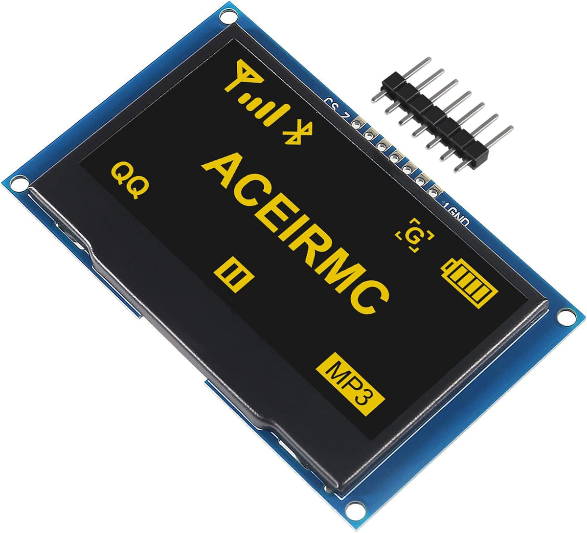ACEIRMC 2.42 inch 128x64 SSD1309 7 I2C R3 OLED LCD Display Module Pin SPI/IIC Serial Interface for Arduino UNO (Yellow)