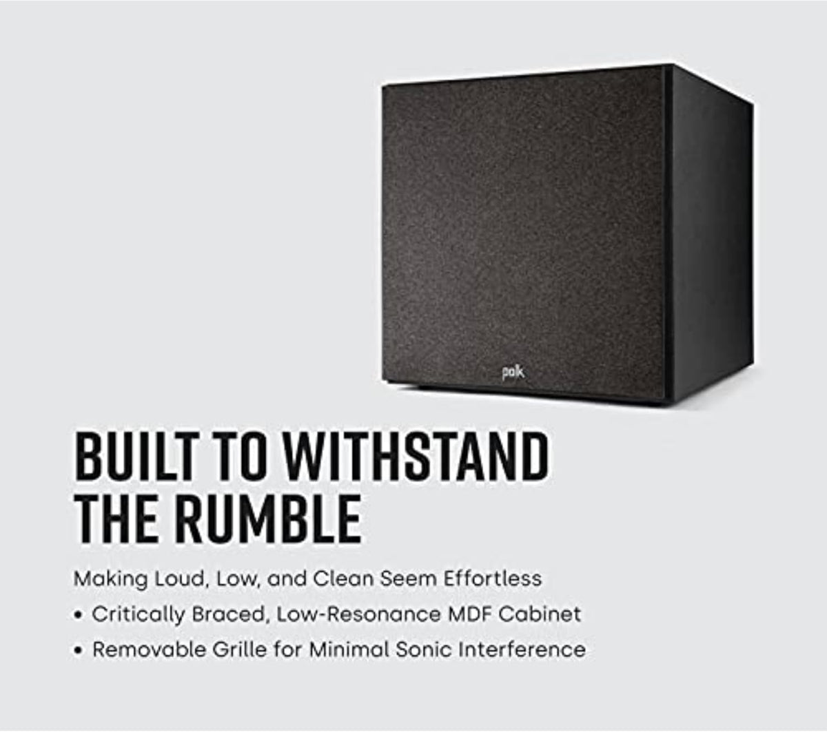 Polk Monitor XT12 Powered Sub - 12" Dynamic Balanced Woofer & 100W Class A/B Amplifier, Low-Resonance MDF Cabinet & Removable Grille, Dolby Atmos & DTS:X Compatible, Midnight Black