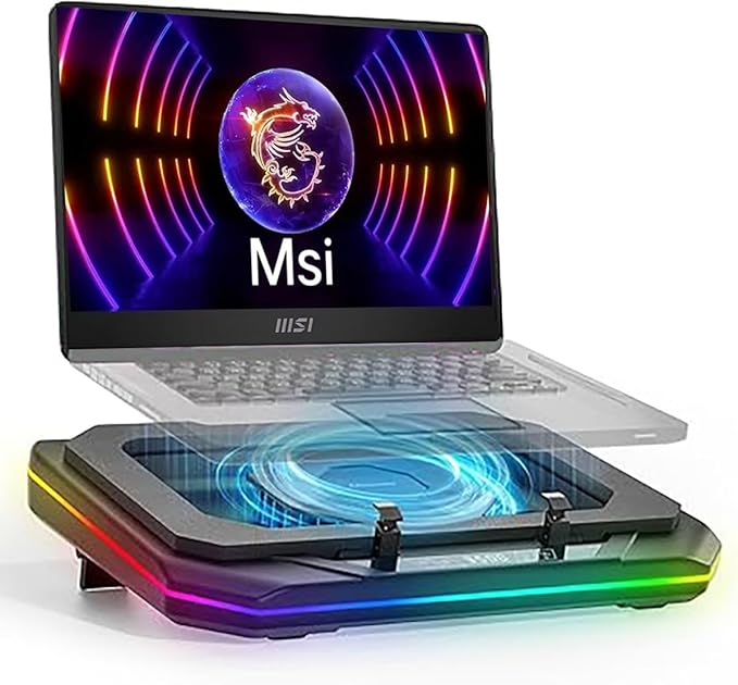 Cooling Pad for Msi GE62MVR Apache PRO Gaming Laptop Cooler with Powerful Turbo Cooling Fan Can Fast Cooling CPU+GPU 40°C Variable Speed6 RGB Light