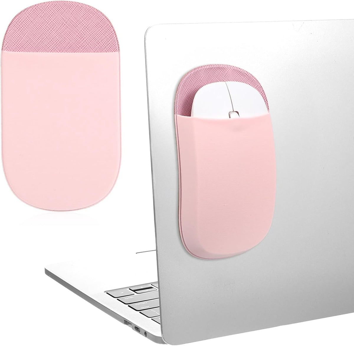 Aeaocvo Stick-On Mouse Pouch, Mouse Holder for Laptop, Universal Computer Mice Pocket Sleeve for Office Home