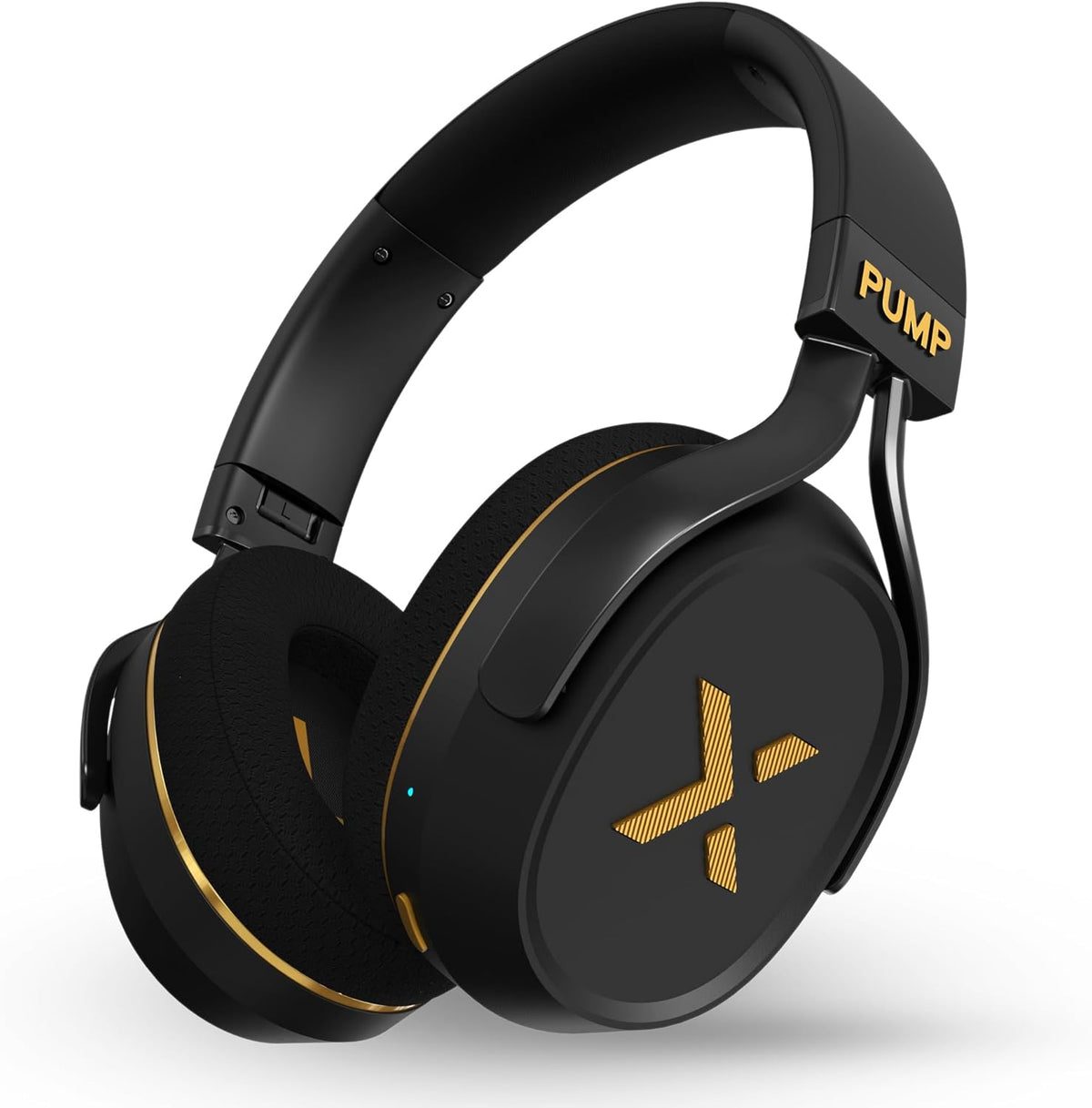 BlueAnt Pump X - The Gym Headphones | Sports Headphones | Cushioned & Cooling Ear Pads | (ANC) Active Noise Cancelling/Advanced Transparency | Wireless | Up to 58hr Play Time (Black | Gold)