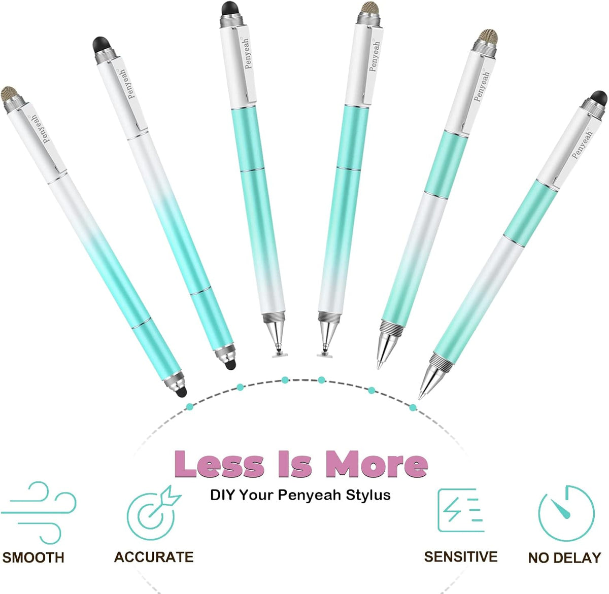 Penyeah Capacitive Stylus Pen (4 in 1),Universal Touch Screens Stylus Pen for iPad/Pro/iPhone/Android Phone/Samsung/Fire/Tablets and All Capacitive Touch Screens-Dream Blue