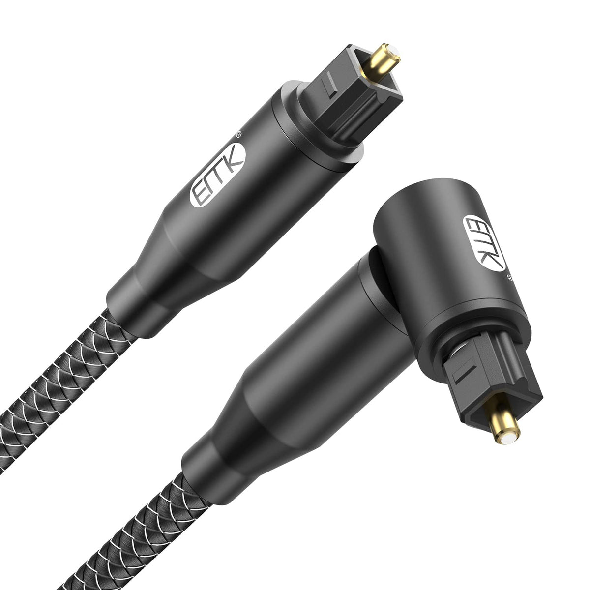 90 [3ft/1M] 360 EMK Degree Right Angle Optical Audio Cable - Rotatable Digital Toslink SPDIF Cable for Soundbar to TV