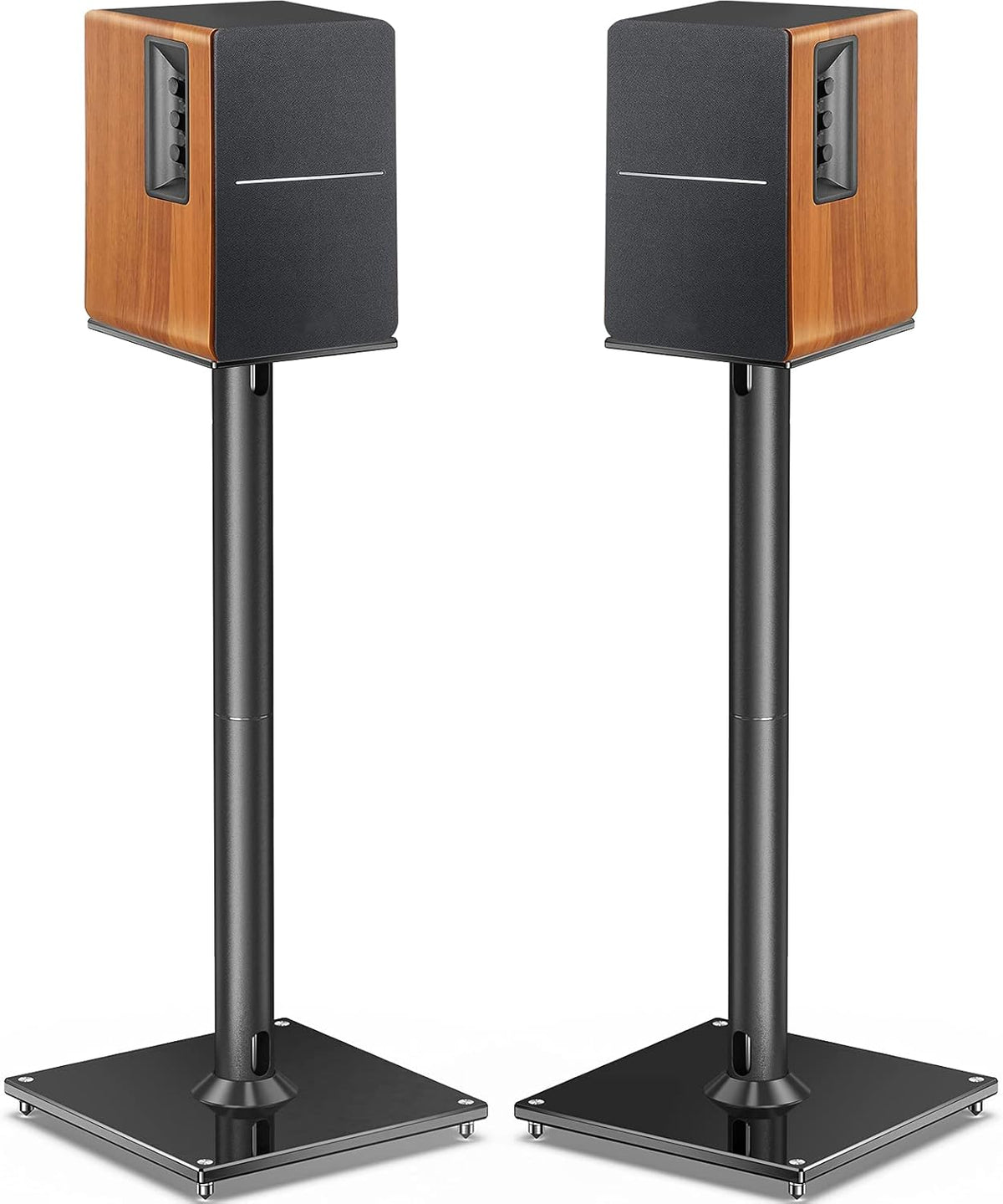 Perlegear Universal Speaker Stands for Surround Sound up to 22lbs - 28 Inch Bookshelf Speaker Stands for Bose, Polk, JBL, KEF, Klipsch & Others, Floor Speaker Stand with Cable Management 1Pair- PGSS6